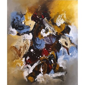 S. M. Naqvi, 24 x 30 Inch, Acrylic on Canvas, Abstract Painting, AC-SMN-174